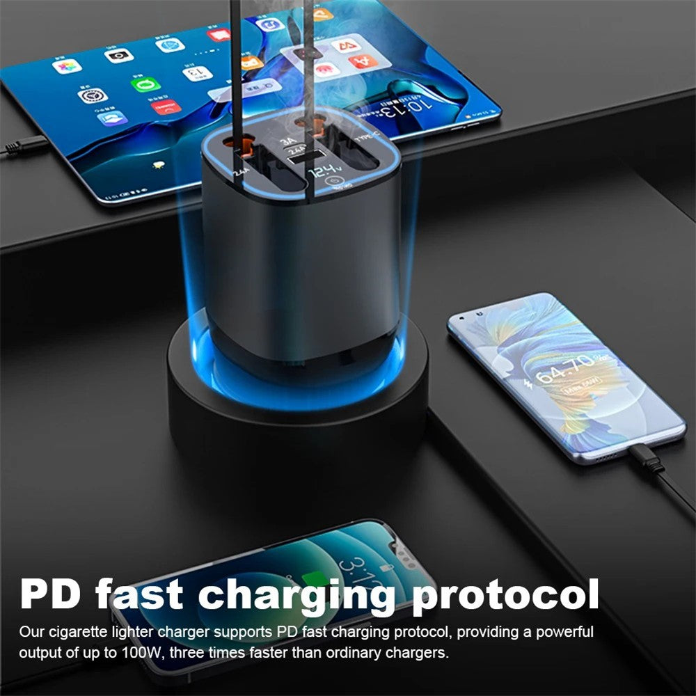 Car Charger with Real-Time Voltage Display – 100W PD Fast Charging