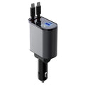 Dual USB-C Car Charger with LED Display – 66W Fast Charging, Retractable Cable