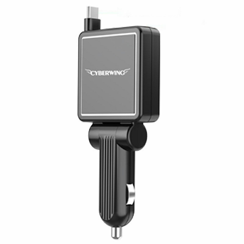 CYBERWING Car Charger with Retractable Cable – PD 30W Fast Charging