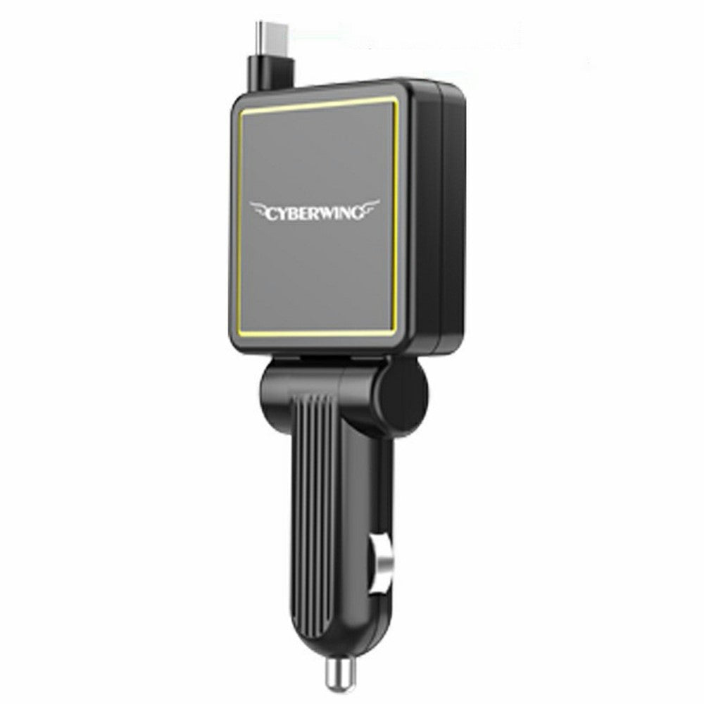 CYBERWING Car Charger with Retractable Cable – PD 30W Fast Charging