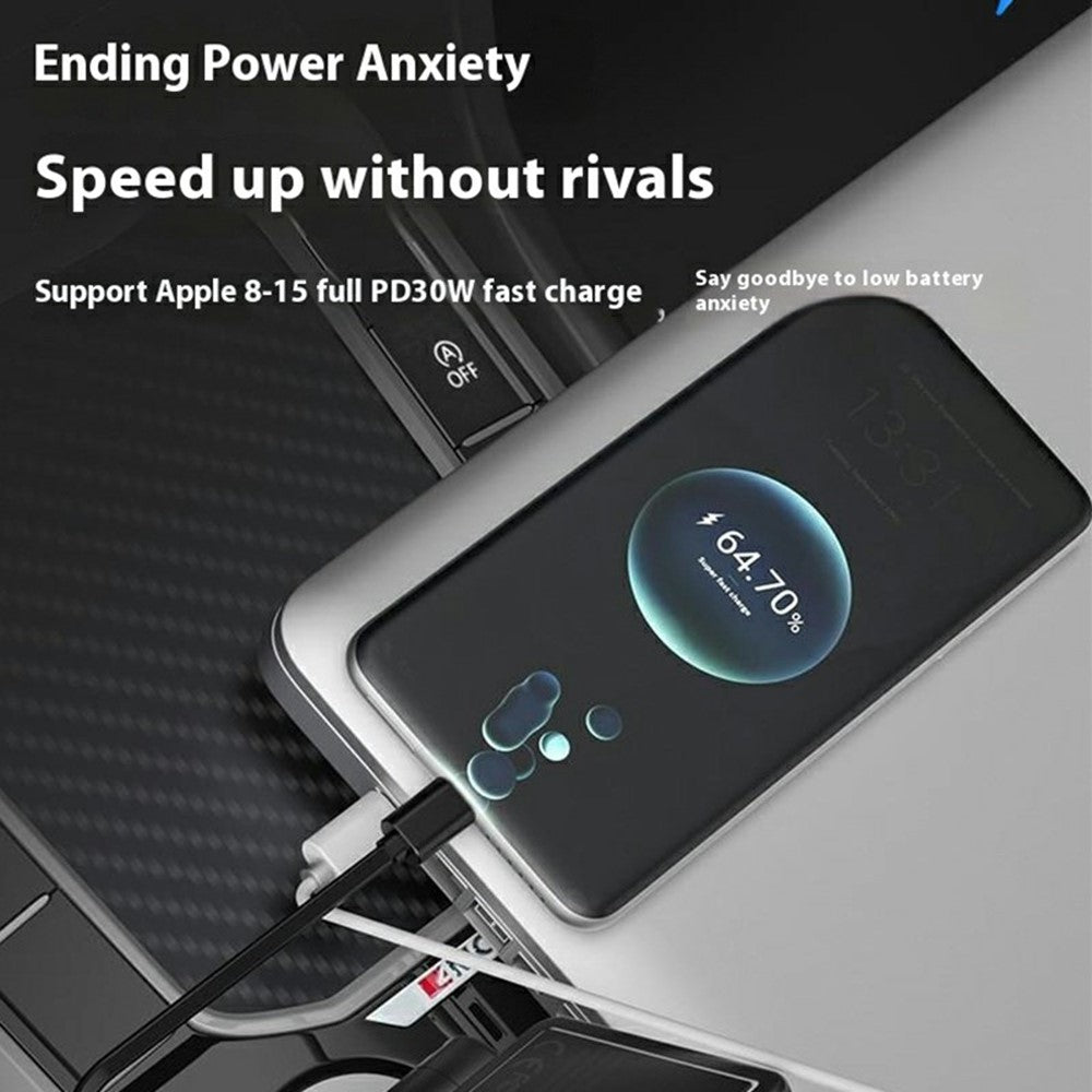Car Charger with Retractable Type-C Cable – PD 30W Super Fast Charging