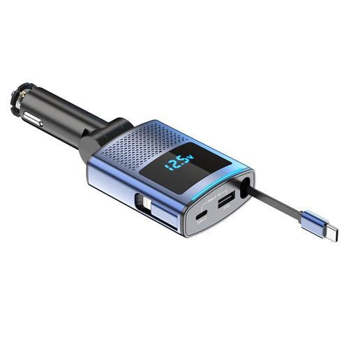 65W Car Charger with 1m Retractable Type-C Cable – PD Fast Charging