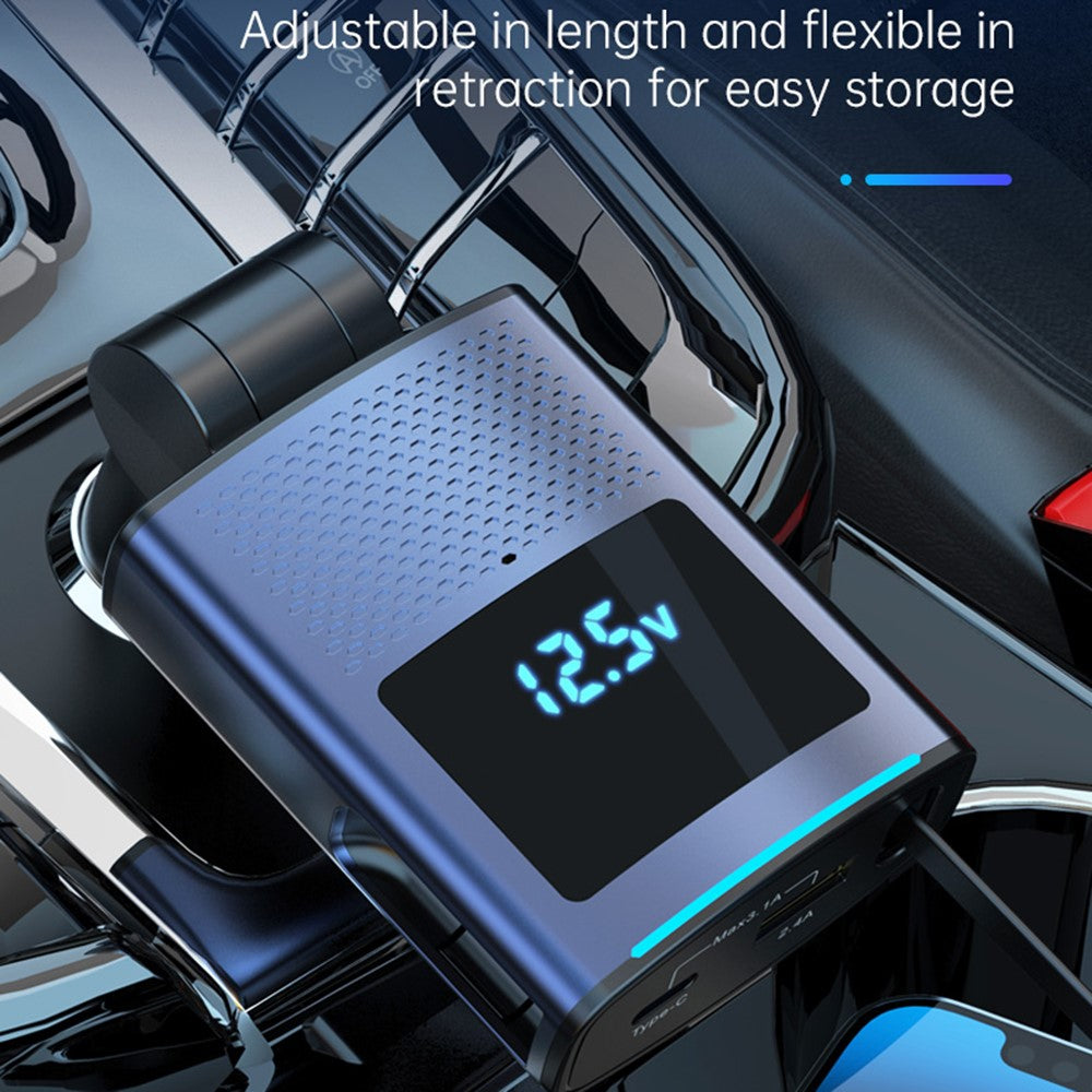 65W Car Charger with 1m Retractable Type-C Cable – PD Fast Charging