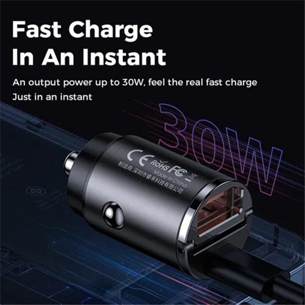 REMAX RCC332 Tanya Pro Series Dual Type-C Car Charger PD 30W Fast Charging Adapter with Mini Ring Handle