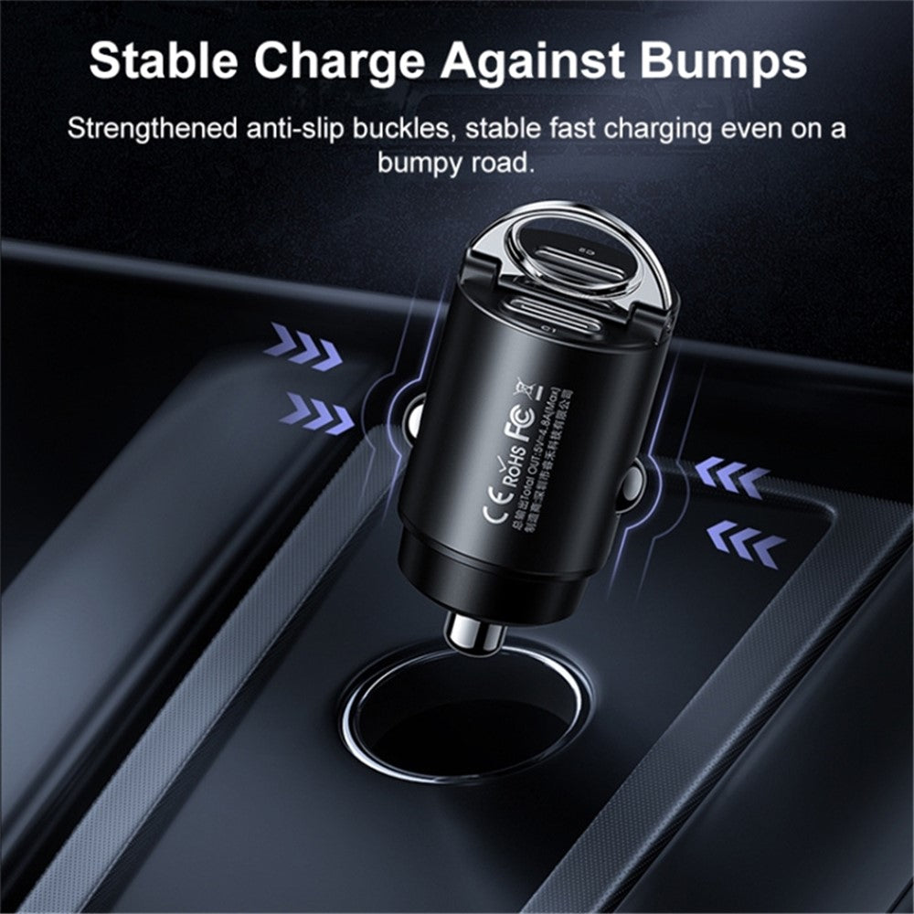 REMAX RCC332 Tanya Pro Series Dual Type-C Car Charger PD 30W Fast Charging Adapter with Mini Ring Handle