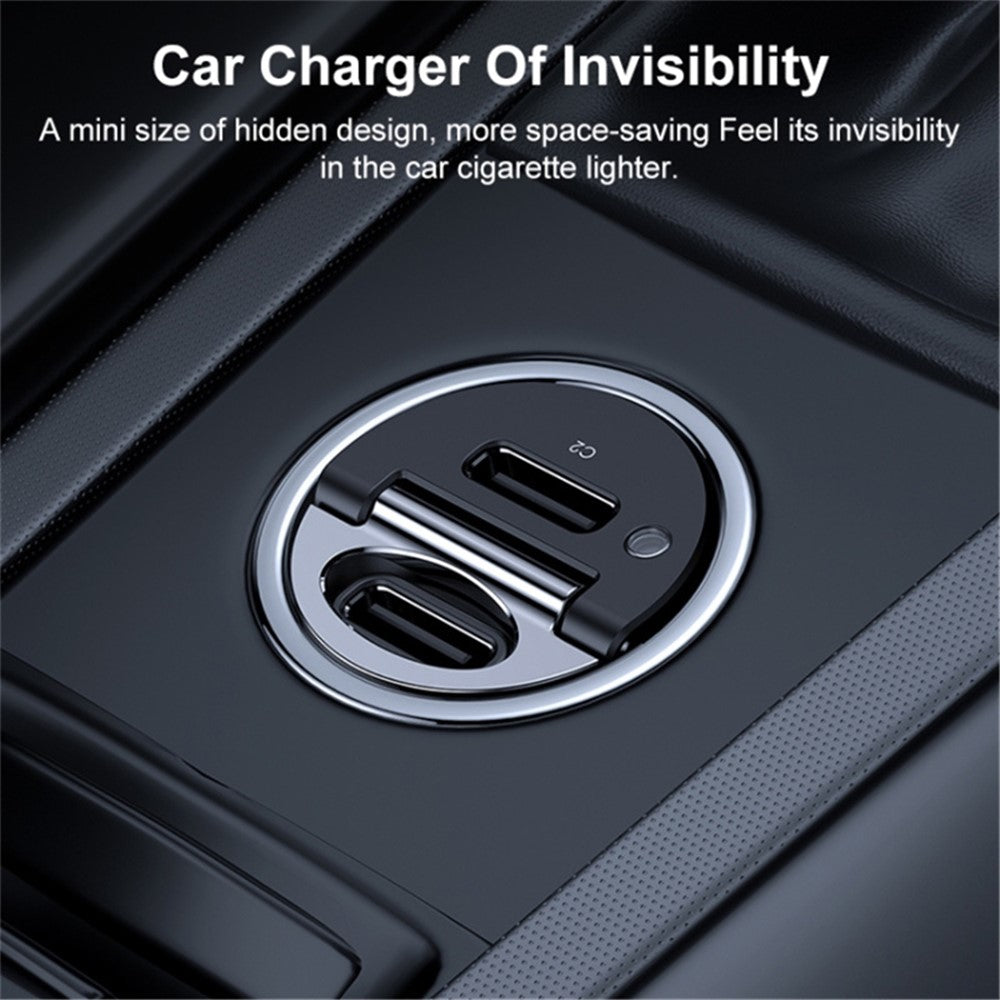 REMAX RCC332 Tanya Pro Series Dual Type-C Car Charger PD 30W Fast Charging Adapter with Mini Ring Handle