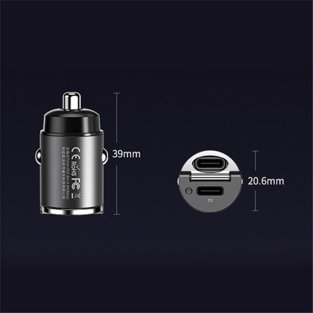 REMAX RCC332 Tanya Pro Series Dual Type-C Car Charger PD 30W Fast Charging Adapter with Mini Ring Handle