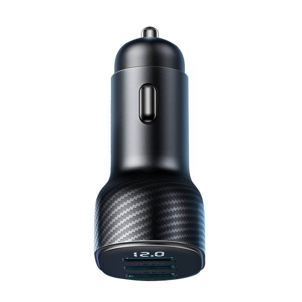 JOYROOM CCD03 3.4A 3 USB Ports Phone Fast Charging Adapter PC+ABS Voltage Digital Display Car Charger