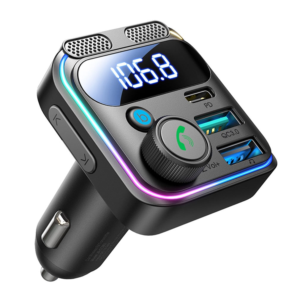 JOYROOM JR-CCB01 Dual Microphone Bluetooth-compatible Hands-free Call Music Player 48W Car Fast Charger FM Transmitter