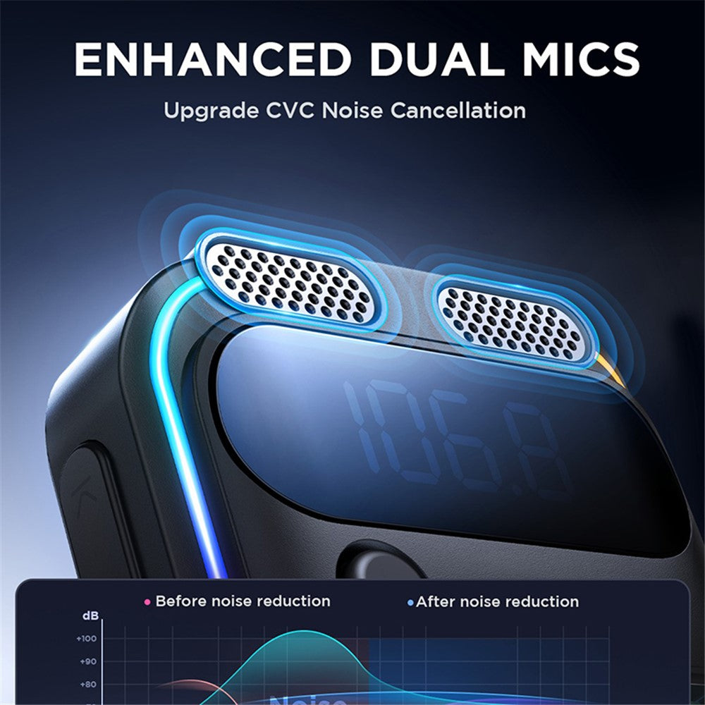 JOYROOM JR-CCB01 Dual Microphone Bluetooth-compatible Hands-free Call Music Player 48W Car Fast Charger FM Transmitter