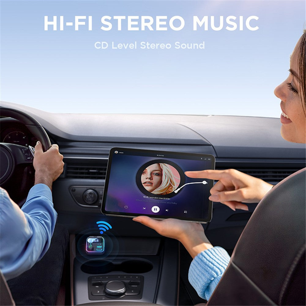 JOYROOM JR-CCB01 Dual Microphone Bluetooth-compatible Hands-free Call Music Player 48W Car Fast Charger FM Transmitter