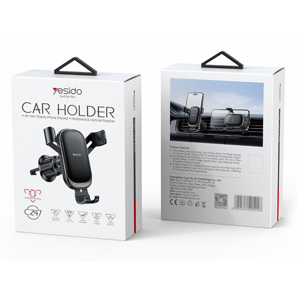 YESIDO C247 Gravity Sensing Phone Clamp Cell Phone Holder Car Air Vent Mount Bracket