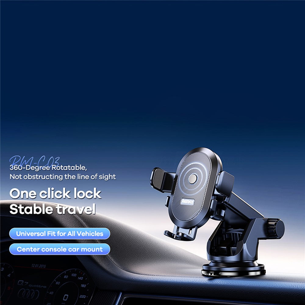 REMAX RM-C03 Dashboard Car Mount Phone Holder 360-Degree Rotation Anti-Slip Compatible with 4-6.5 Inch Phones