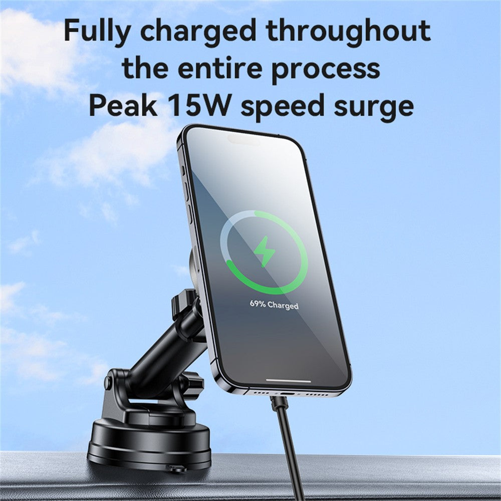 YESIDO C315 Car Wireless Charger – Suction Cup Mount, RGB Light, Cooling Fan
