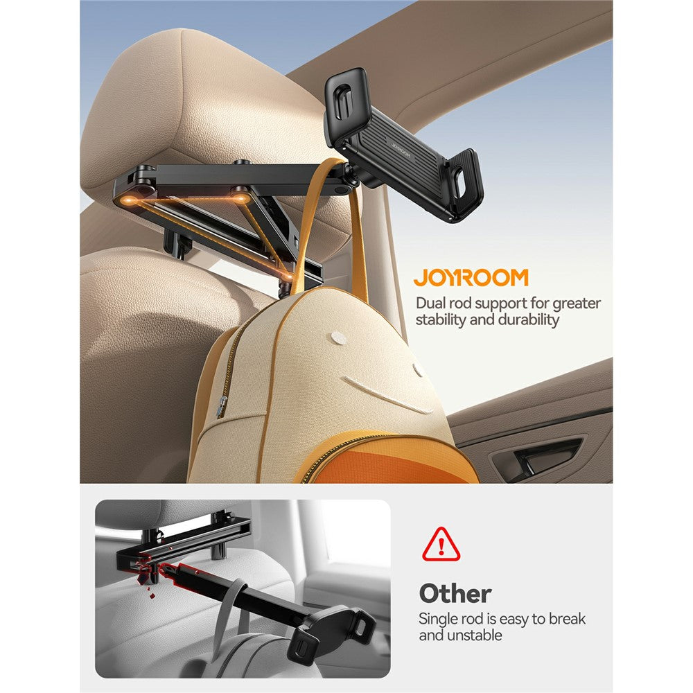 JOYROOM JR-ZS433 Car Headrest Mount Tablet Holder PC + Aluminum Alloy Dual Axis Extendable Stand