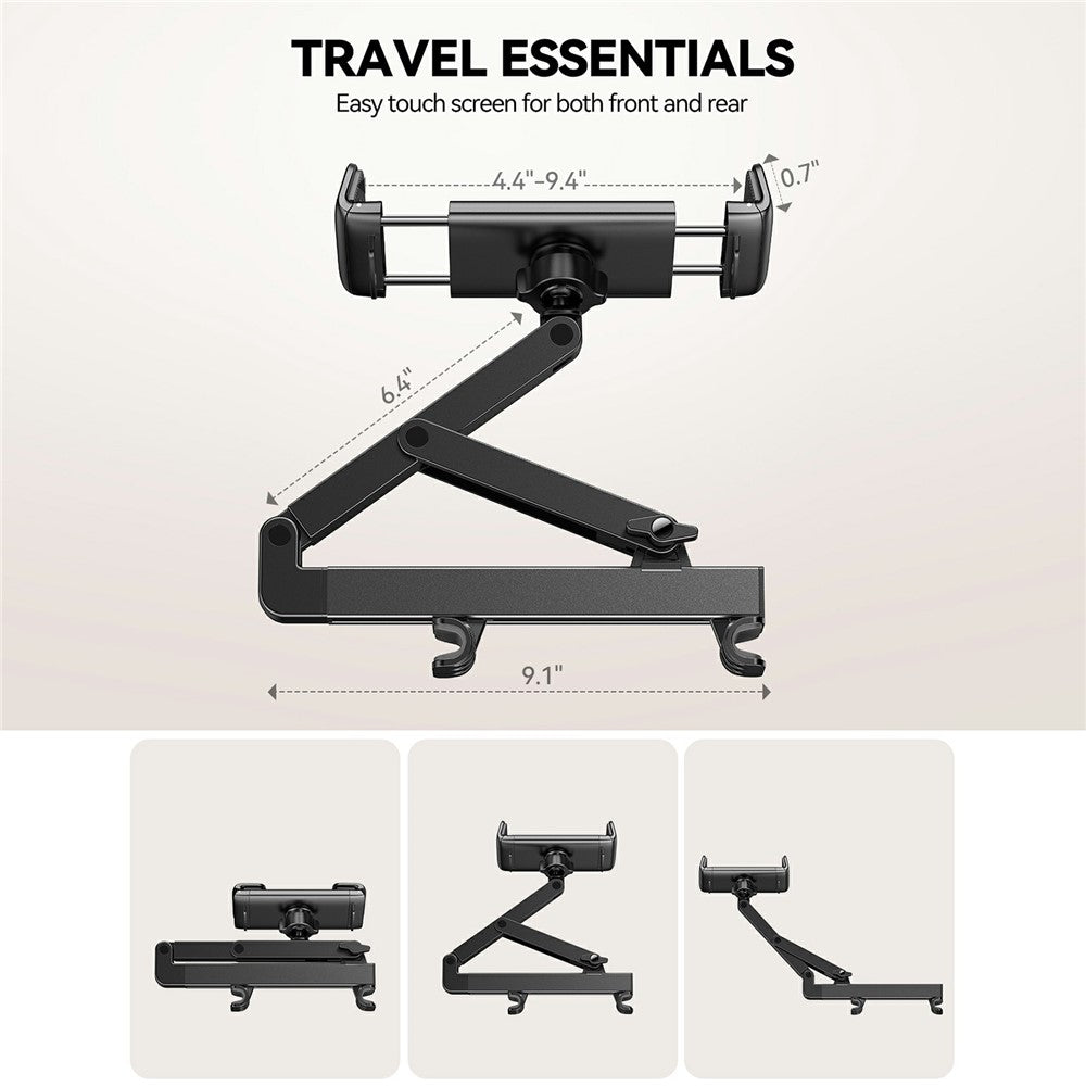 JOYROOM JR-ZS433 Car Headrest Mount Tablet Holder PC + Aluminum Alloy Dual Axis Extendable Stand