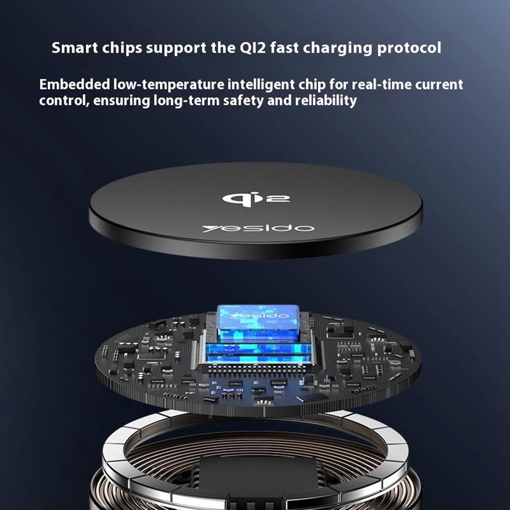 YESIDO DS30 2-in-1 Car Wireless Charger & Magnetic Phone Holder – Qi 2.0