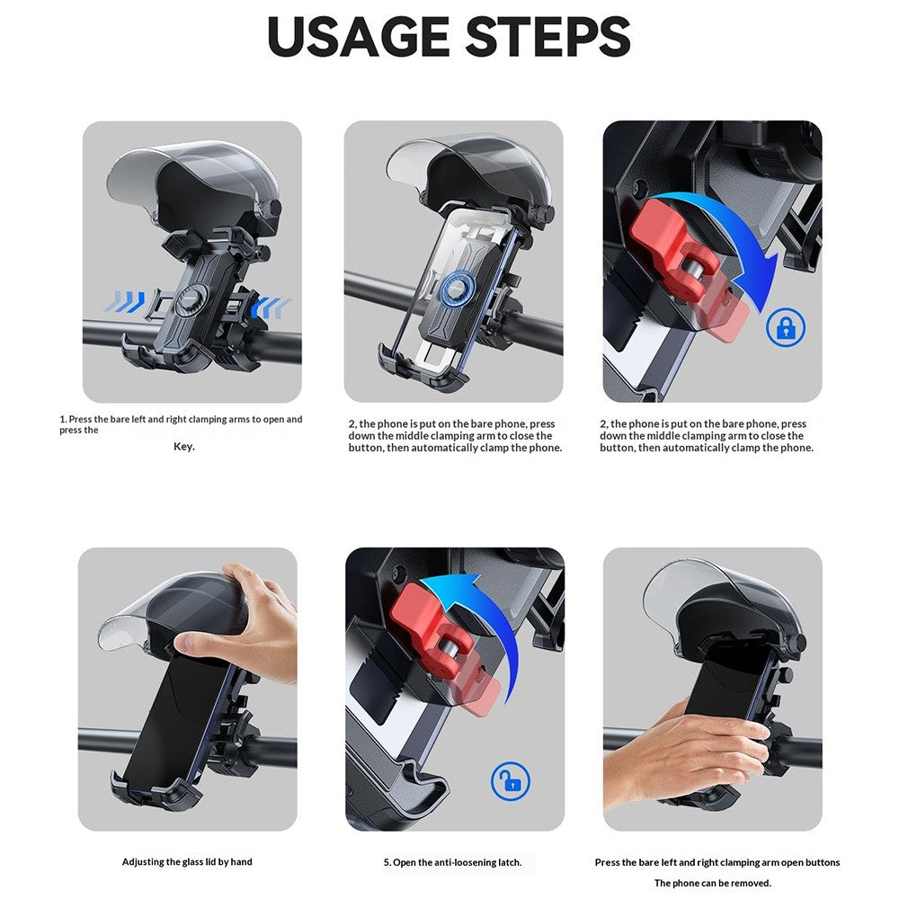 JOYROOM JR-ZS526 Bike Phone Holder Mount with Sunshade Helmet Hands-free Phone Mount for Electric Bicycle / Motorcycle