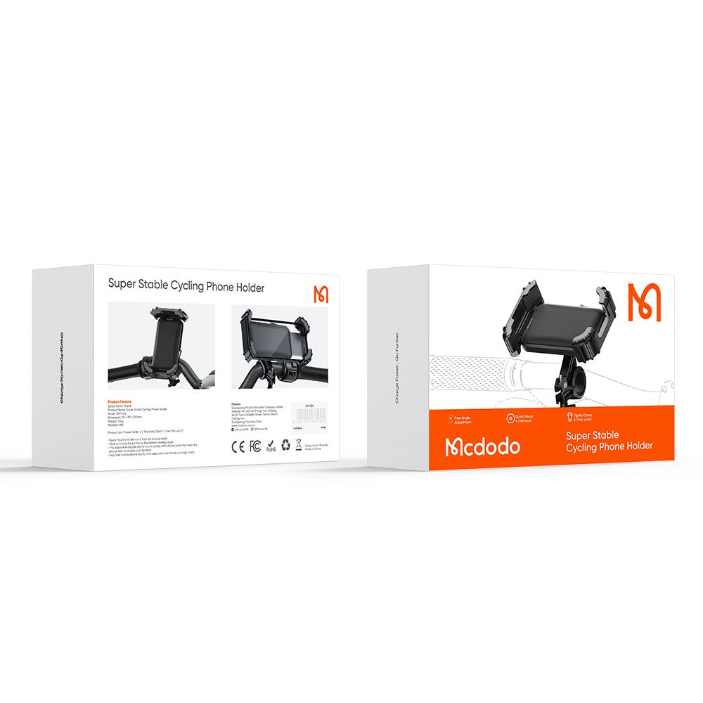 MCDODO CM-524 Bike Phone Mount 360° Adjustable Anti-Shake Cycling Holder for 4.2 - 6.5 Inch Smartphones