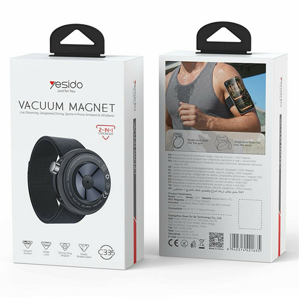 YESIDO C335 2 in 1 Vacuum Suction Magnetic Phone Holder Arm Band for Cycling