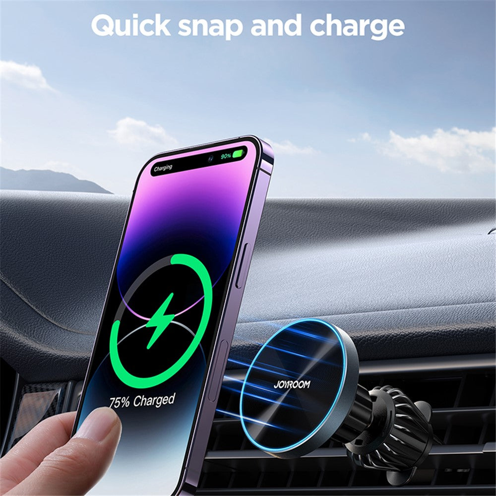 JOYROOM JR-ZS240 Pro Car Air Vent Mount 15W Magnetic Wireless Charger Phone Holder with Ambient Light