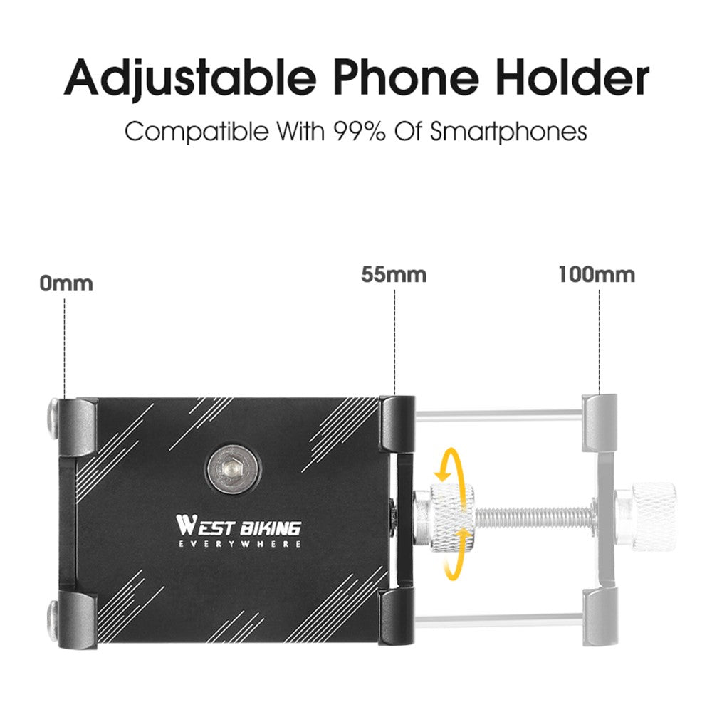 WEST BIKING YP0715068 Bike Handlebar Phone Holder Aluminum Alloy Cycling Phone Bracket