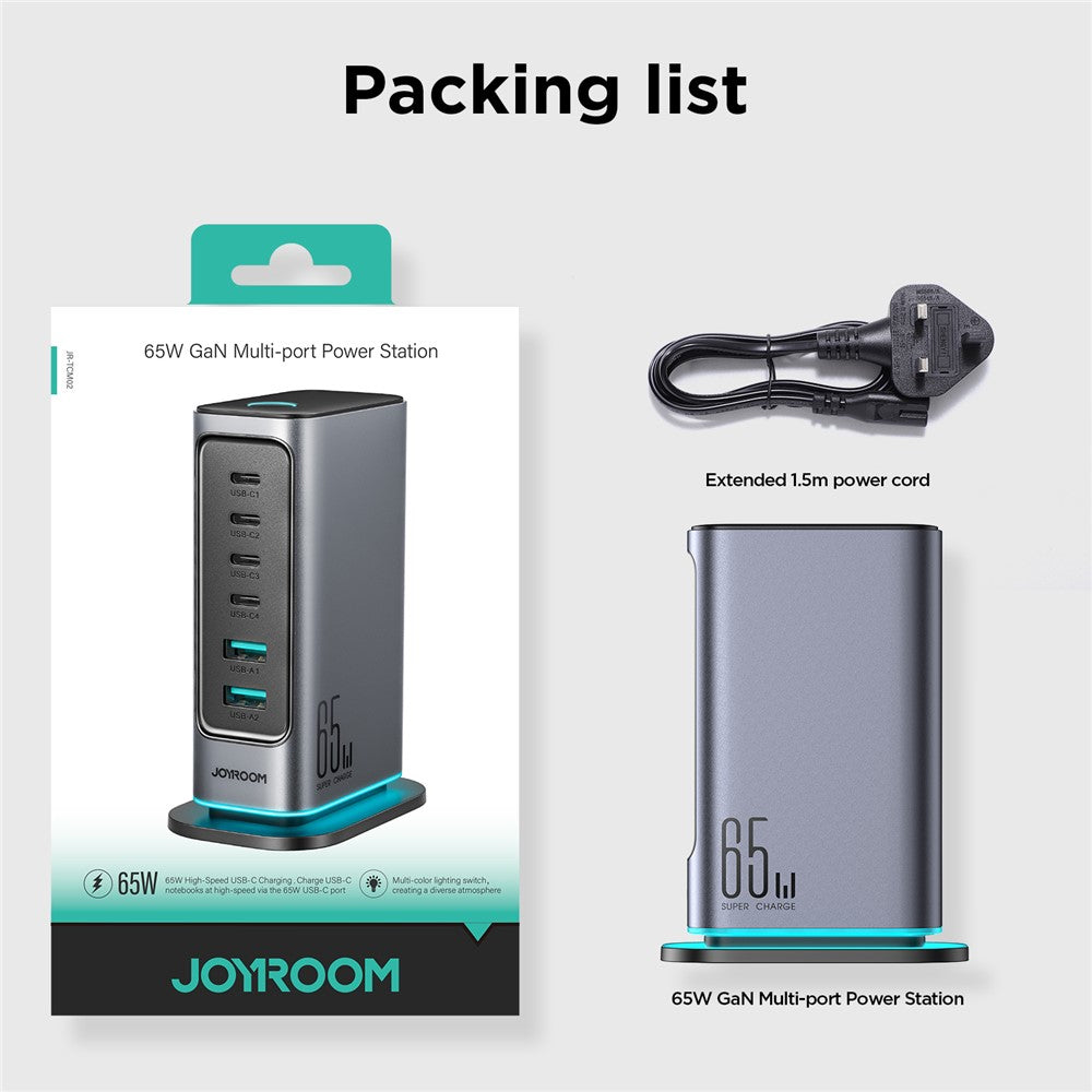 JOYROOM TCM02 65W USB Charger Block 6-Port GaN Desktop Phone Charger