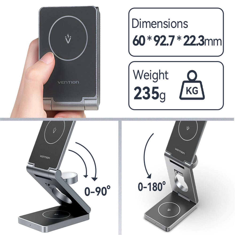VENTION FGF Series 3-in-1 Magnetic Wireless Charging Stand – 15W Fast Charging