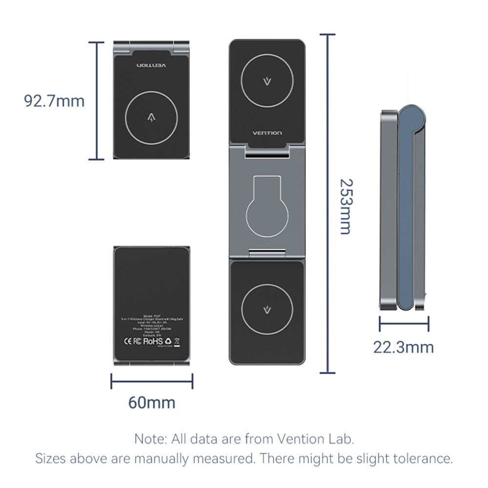 VENTION FGF Series 3-in-1 Magnetic Wireless Charging Stand – 15W Fast Charging