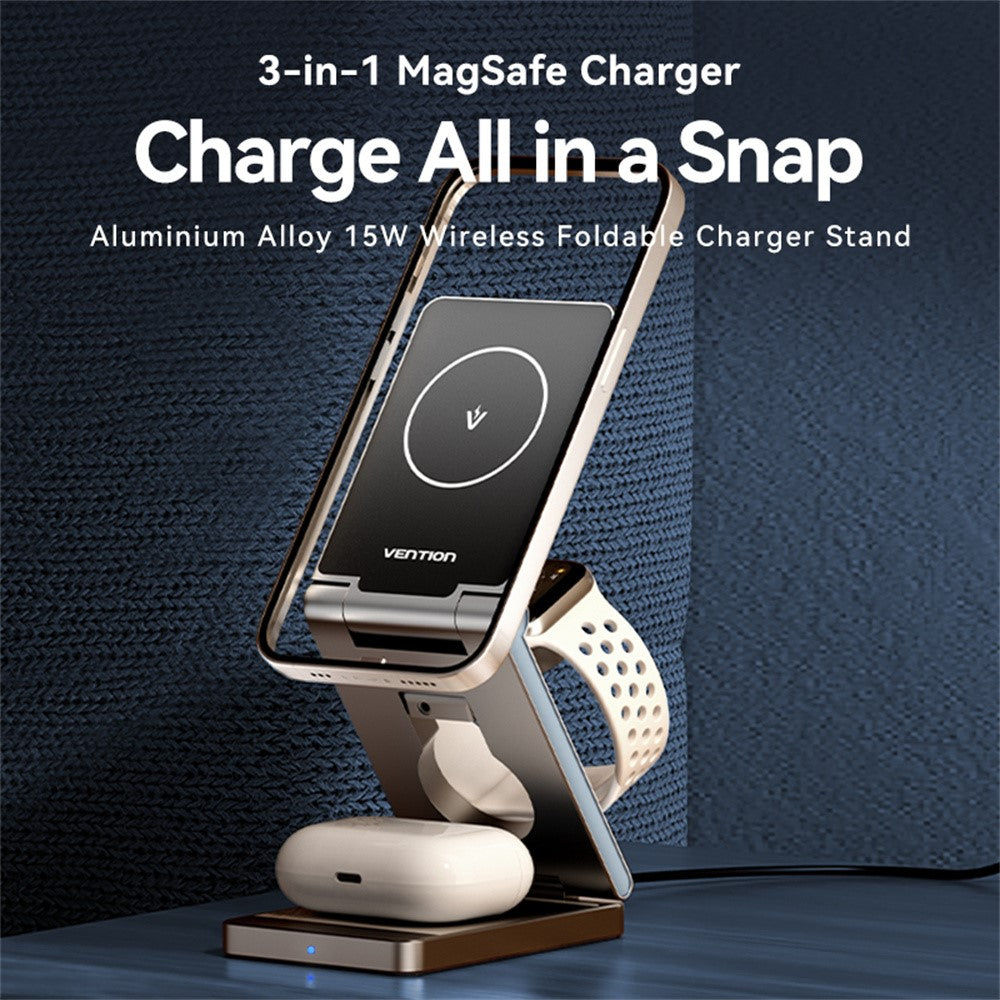 VENTION FGF Series 3-in-1 Magnetic Wireless Charging Stand – 15W Fast Charging