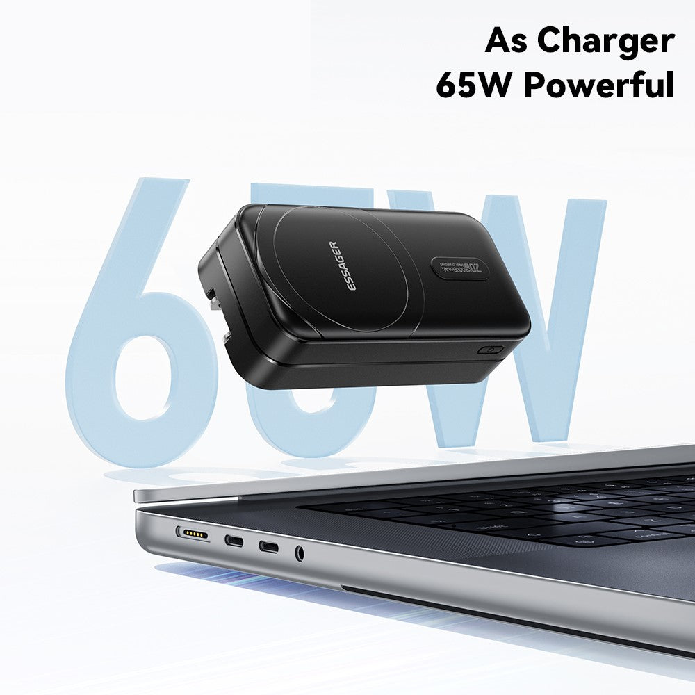 ESSAGER 3 in 1 Travel Adapter Power Bank 5000mAh Fast Charging Magnetic Power Bank High Capacity