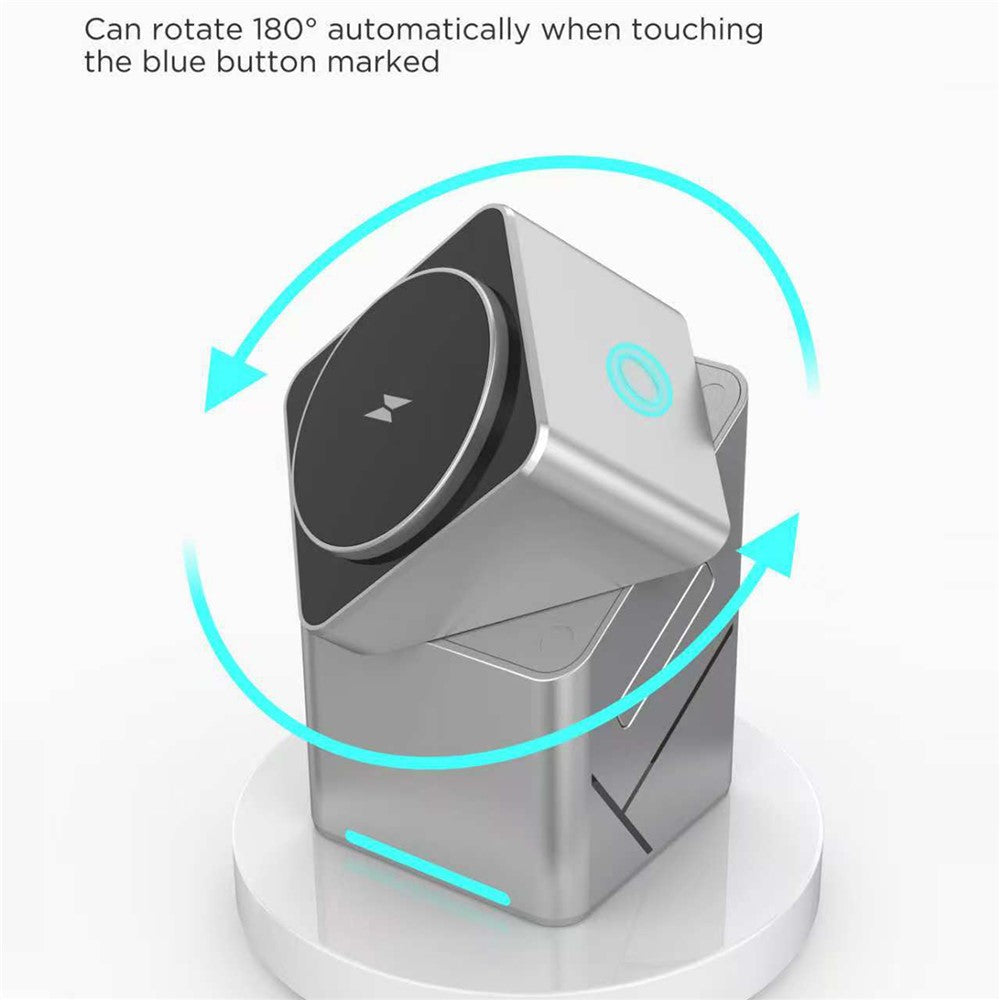 3-in-1 Magnetic Wireless Charger – Rotating Stand for Phone, Watch & Earbuds