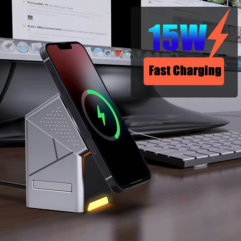 3-in-1 Qi2 Wireless Charging Station – Touch-Controlled 180° Rotation