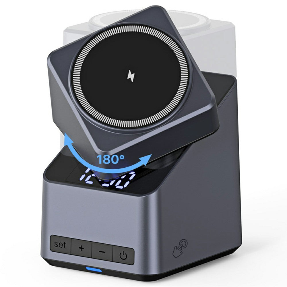 4-in-1 Qi2 Wireless Charger Stand – 180° Rotating, Built-in LED Clock