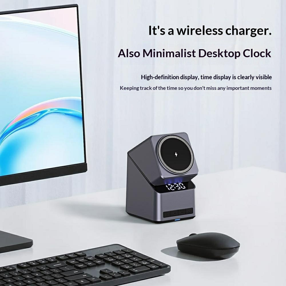 4-in-1 Qi2 Wireless Charger Stand – 180° Rotating, Built-in LED Clock