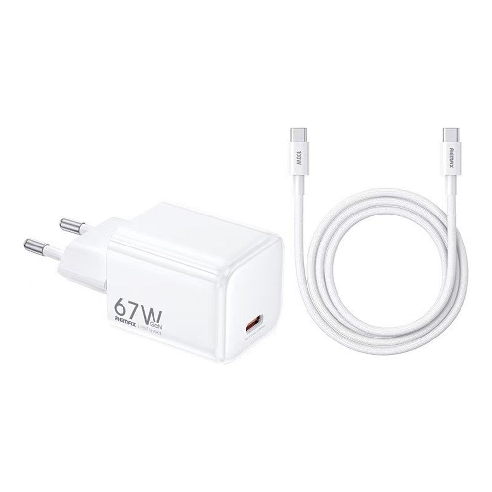 REMAX CA-16 67W GaN Foldable Travel Wall Charger Type-C Port PD Fast Charging Power Adapter with 100W USB-C Cable