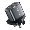 REMAX U2-AC35W GaN Digital Display Fast Charging Adapter 35W Type-C USB-A Charger, UK Plug