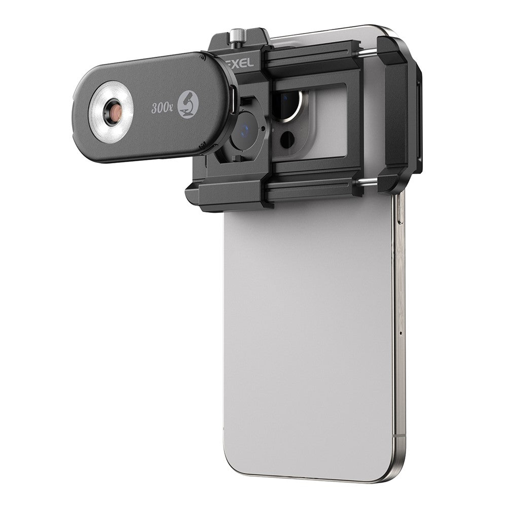 APEXEL APL-MS300 300X Microscope Phone Lens Attachments Clip-On Magnifier with Tri-Color LED Lighting