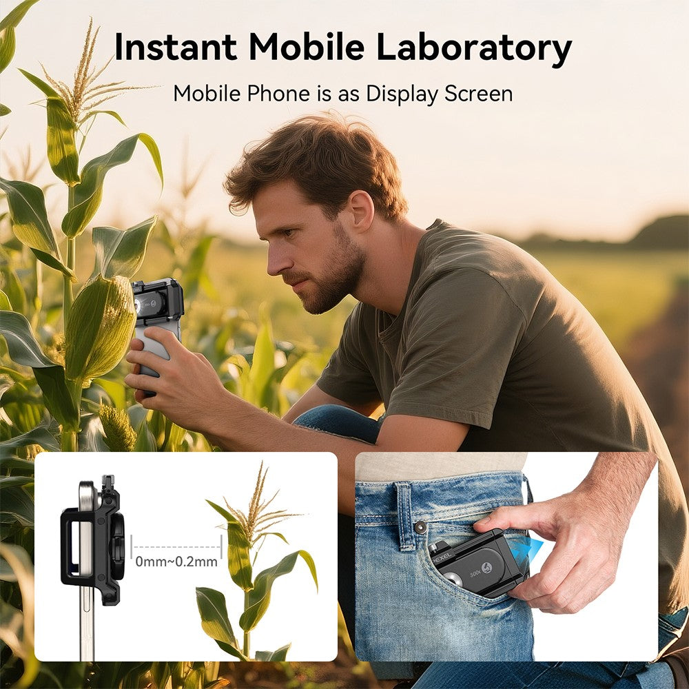 APEXEL APL-MS300 300X Microscope Phone Lens Attachments Clip-On Magnifier with Tri-Color LED Lighting