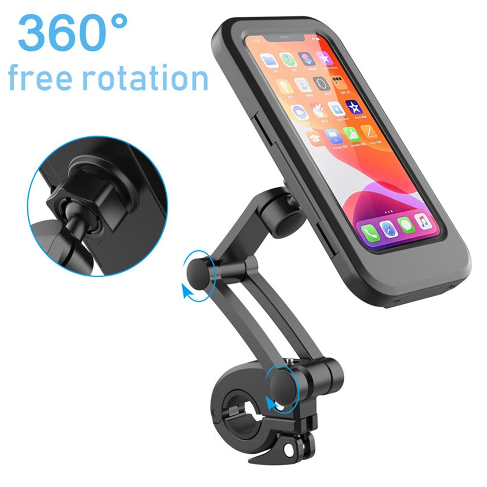 HL-69 Bike Motorcycle Handlebar Rearview Mirror Mount Waterproof Phone Case Cycling Cellphone Touch Screen Holder Bracket