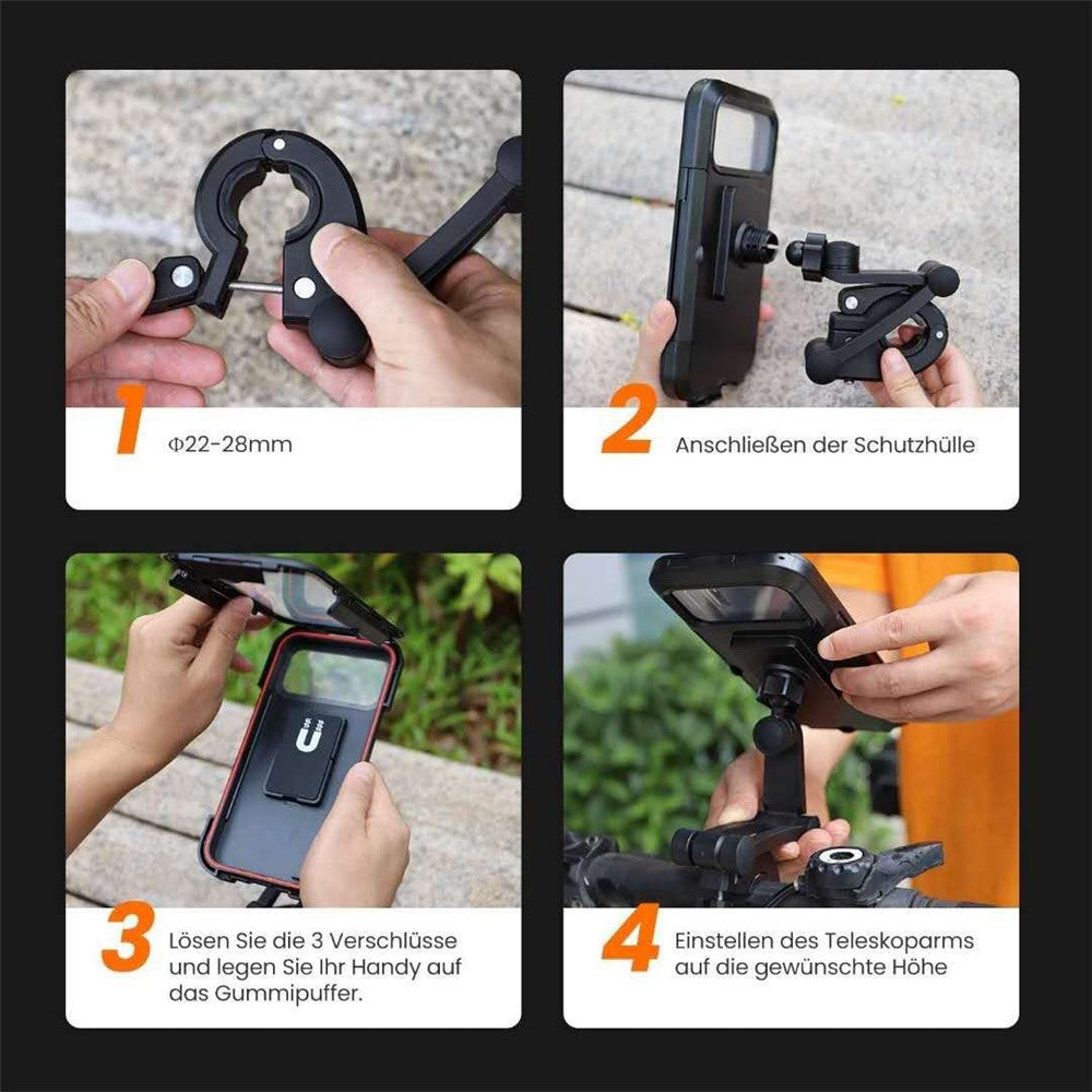 HL-69 Bike Motorcycle Handlebar Rearview Mirror Mount Waterproof Phone Case Cycling Cellphone Touch Screen Holder Bracket