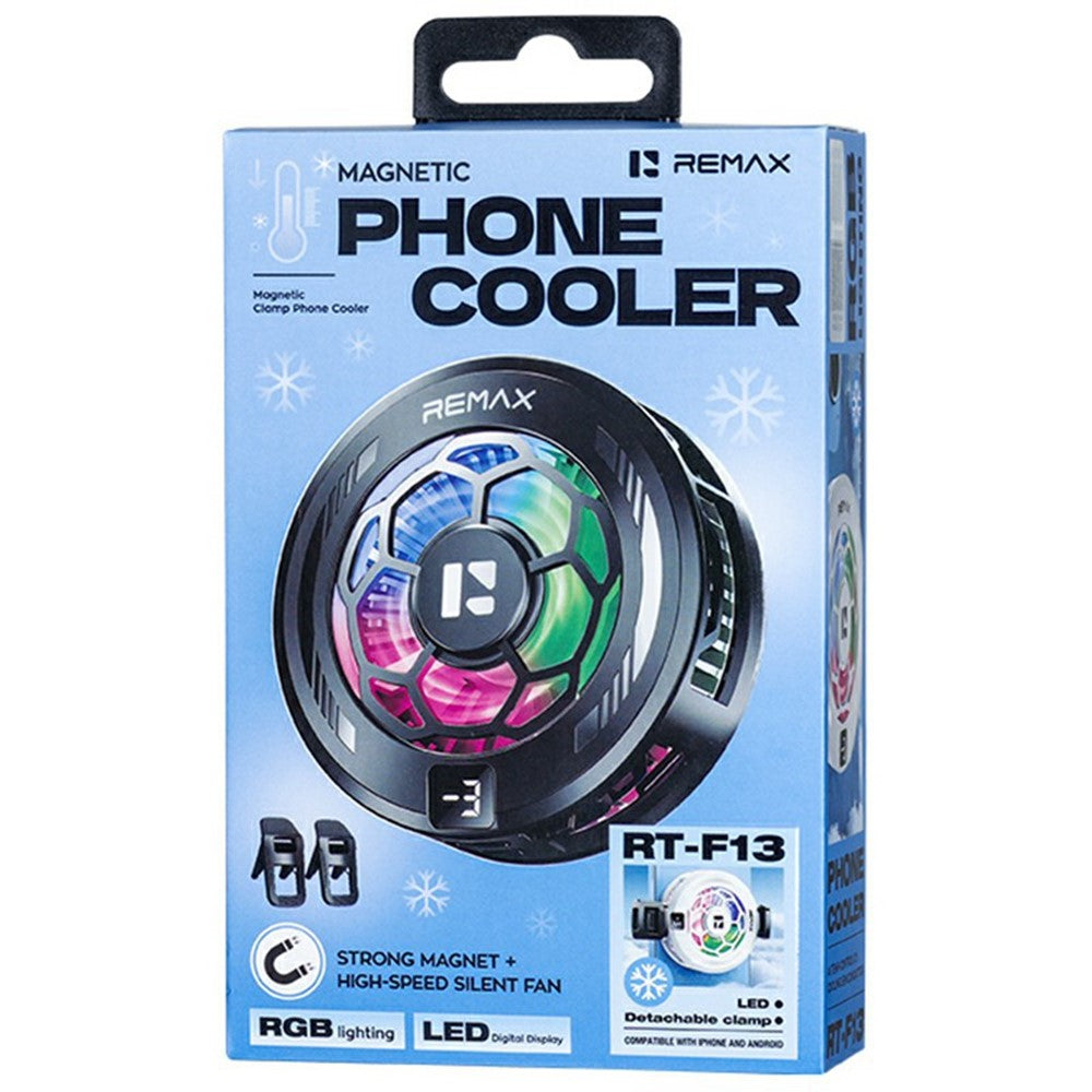 REMAX RT-F13 Magnetic Clamp Phone Cooler 3-Speed Adjustable Semiconductor Cooling Fan for Gaming
