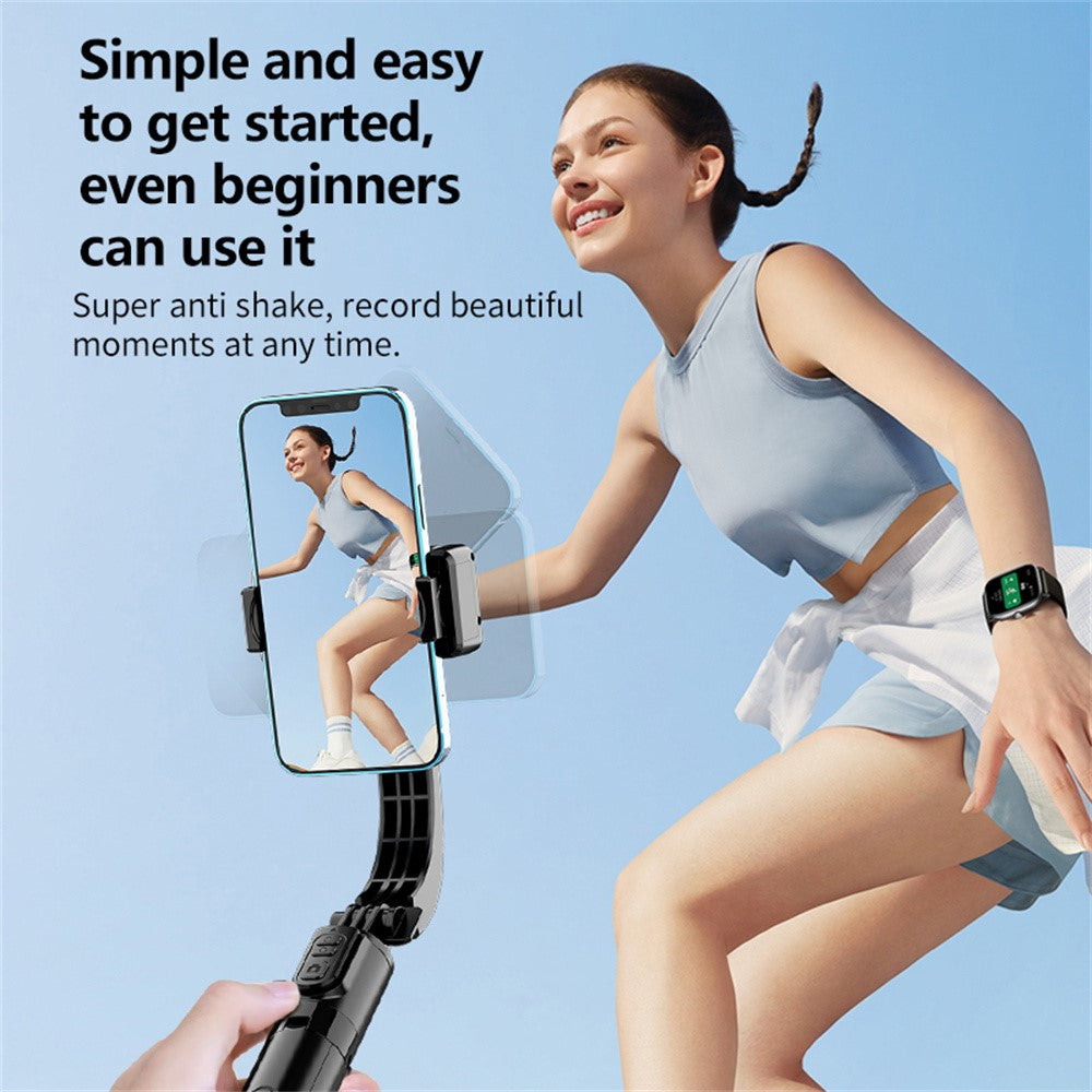 C08 Handheld Stabilizer with 1 Fill Light , Anti-Shake Gimbal Tripod Selfie Stick for Live Streaming