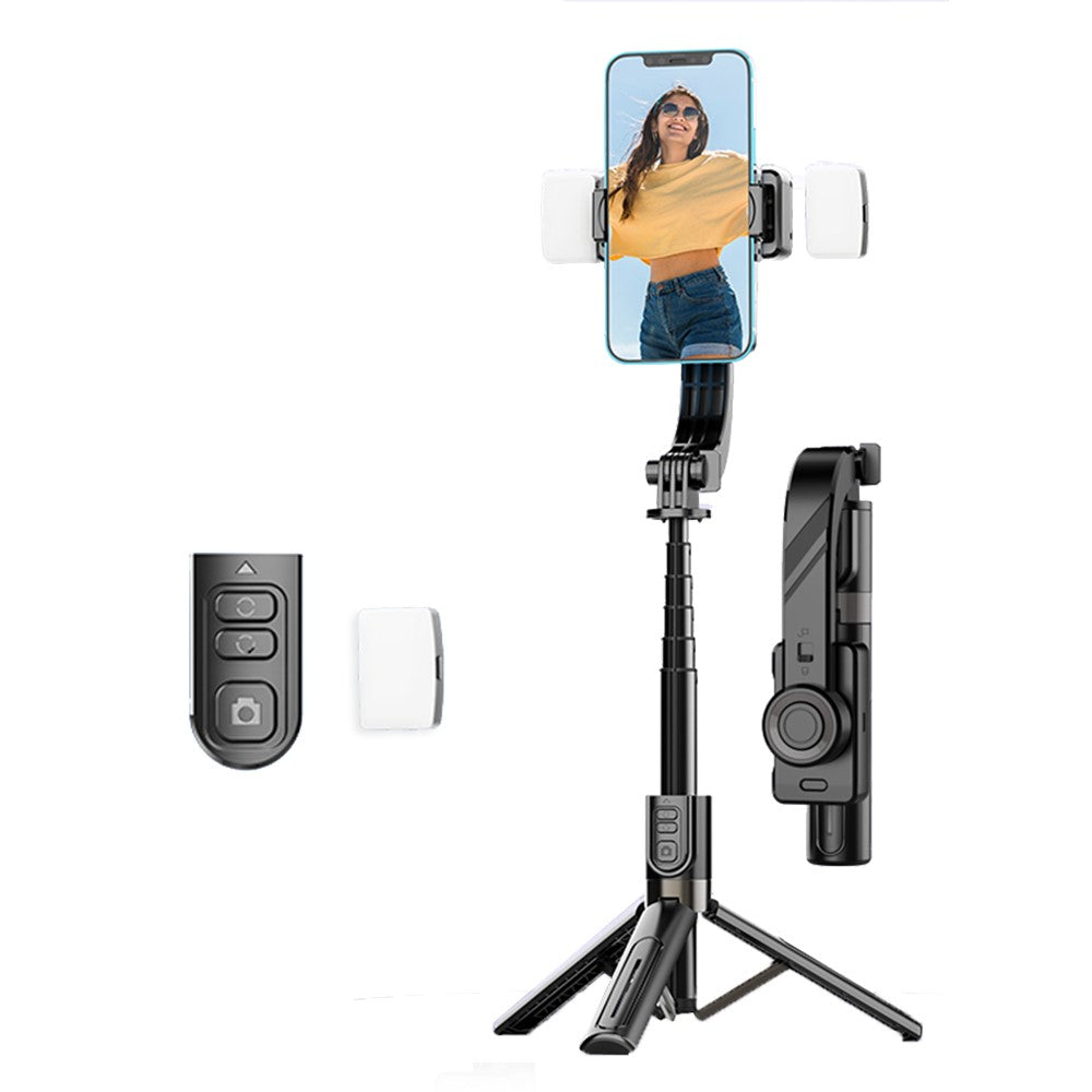 C08 Handheld Stabilizer with 1 Fill Light , Anti-Shake Gimbal Tripod Selfie Stick for Live Streaming