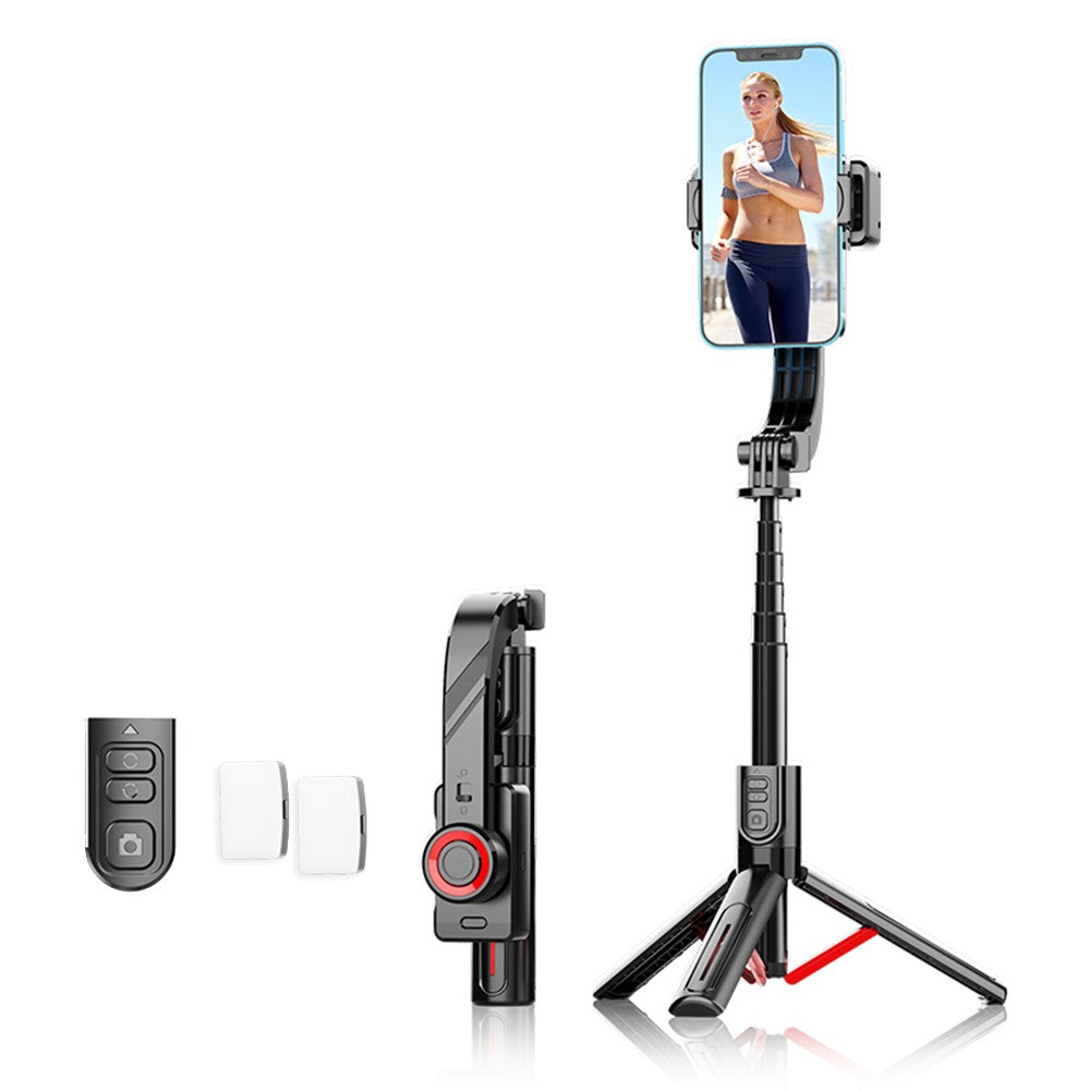 C08 Handheld Stabilizer with 2 Fill Lights , Anti-Shake Gimbal Tripod Selfie Stick for Live Streaming