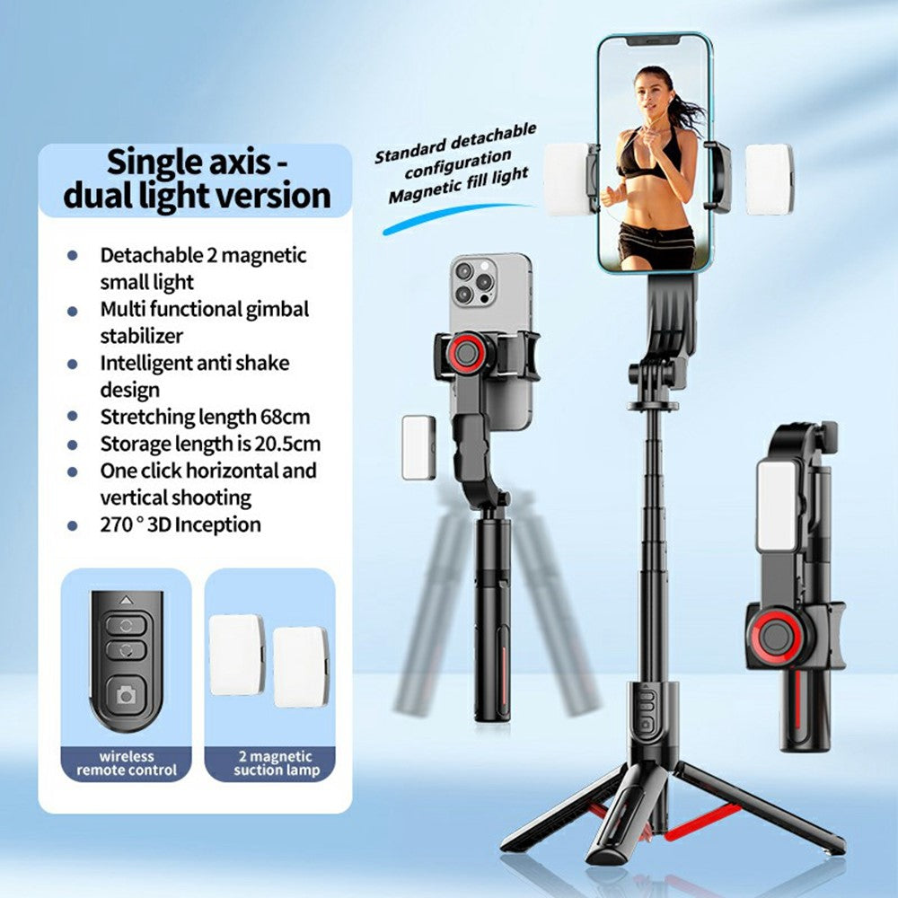 C09 Gimbal Stabilizer Selfie Stick with Dual Fill Light for Smartphones Anti Shake Single Axis Stabilizer