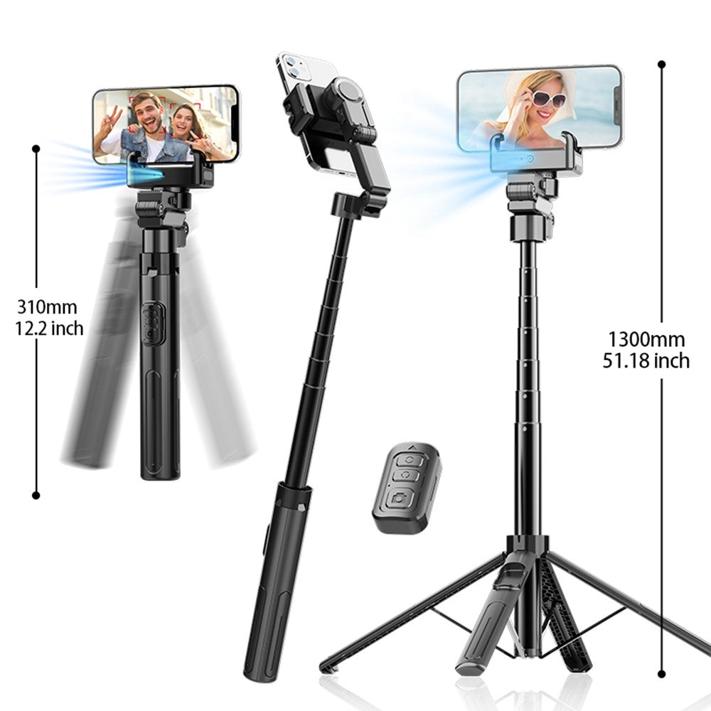 C16 AI Auto Tracking Selfie Stick Phone Bluetooth-Compatible Remote Control Shooting Stand with 1 Fill Light