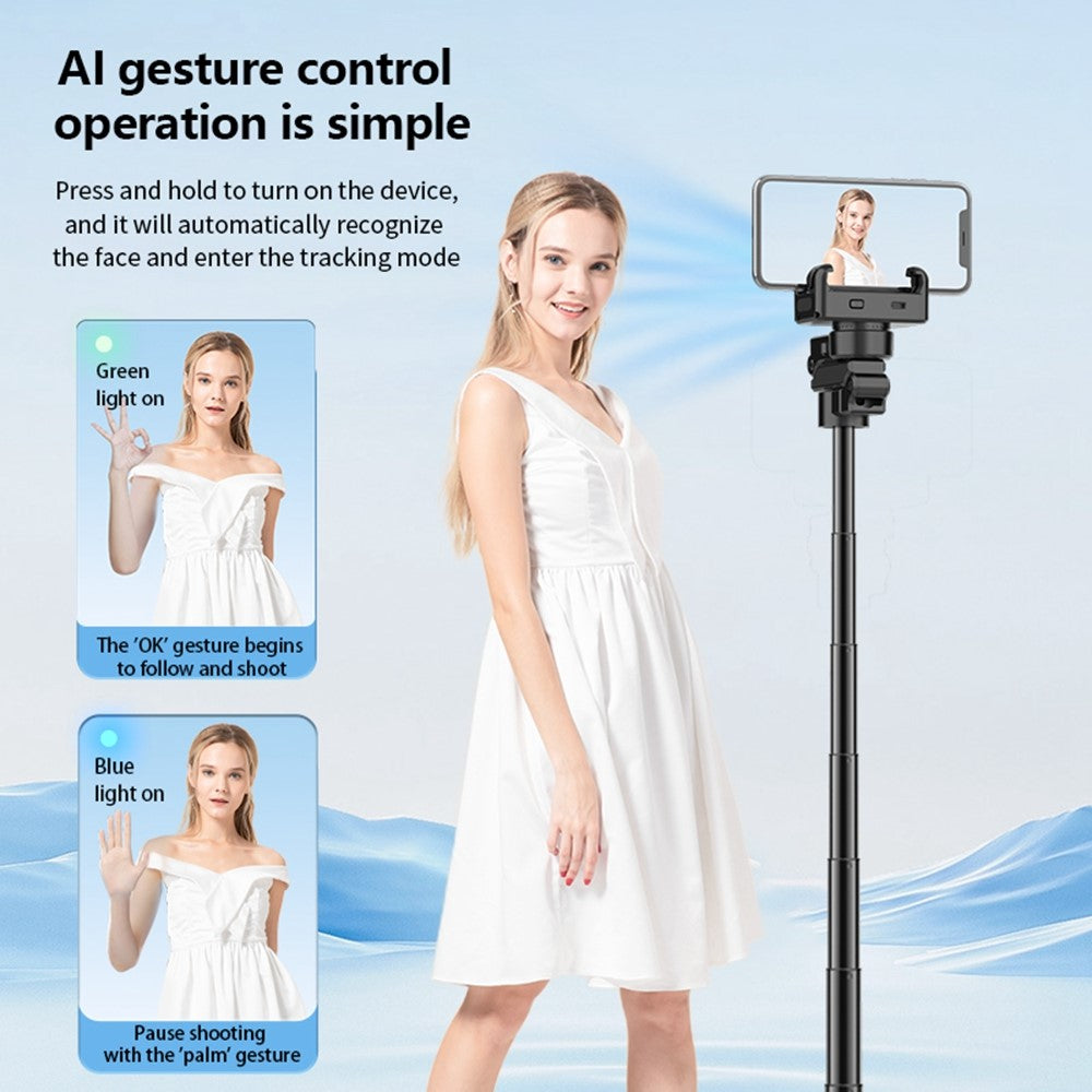 C16 AI Auto Tracking Selfie Stick Phone Bluetooth-Compatible Remote Control Shooting Stand with 1 Fill Light