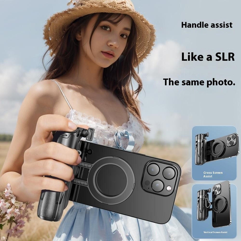 P15-C 2 In 1 Magnetic Phone Holder Telescopic Selfie Stick Portable Tripod Stand with G Style RGB Pocket Light