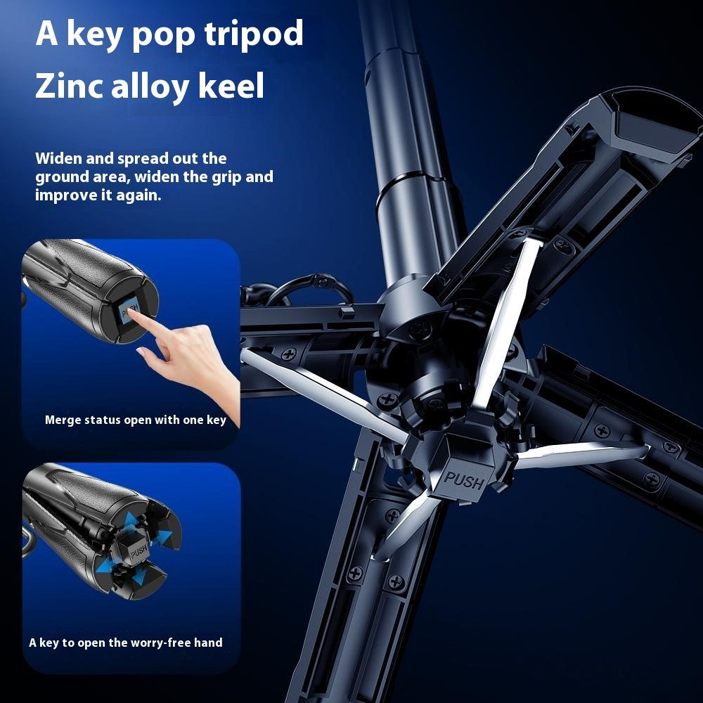 P15-C 2 In 1 Magnetic Phone Holder Telescopic Selfie Stick Portable Tripod Stand with G Style RGB Pocket Light